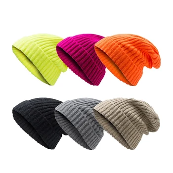

Men Women Autumn Winter Warm Knitted Hat Unisex Casual Adjustable Brimless Beanie Hat Solid Color Skull Cap