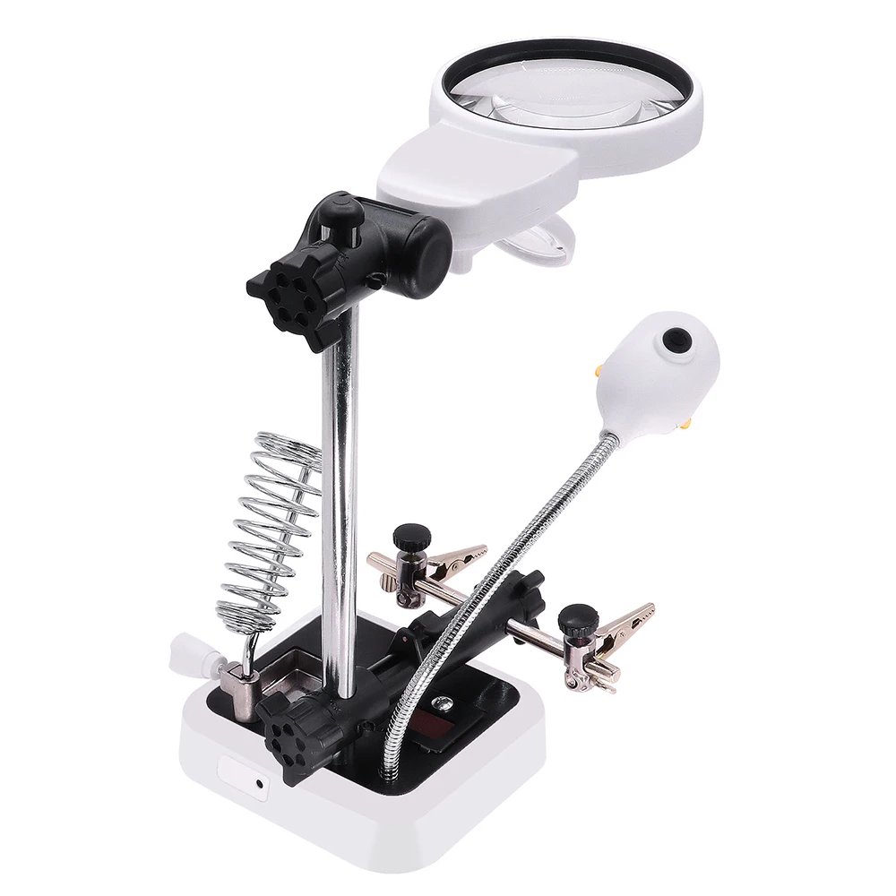 DIY PCB Soldering Desk Magnifier Warm and Cold Color Temperature LED Light Magnifiers Soldering Iron Helping Hands Solder Vise
