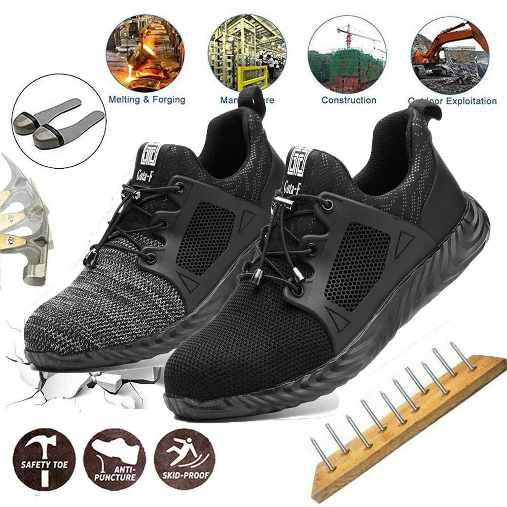 

Men's Hiking Steel Toe Work Safety Shoes Puncture Proof Breathable lightweight male Shoes Outdoor Workers Sneakers D20
