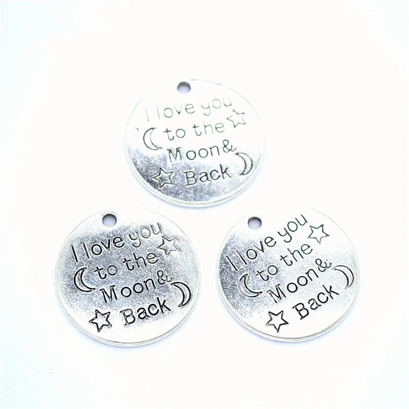 10 Pieces/Lot 25MM Metal Engraved Word Alphabet Pendant Necklace Bracelet DIY Charms For Jewelry Making | Украшения и аксессуары