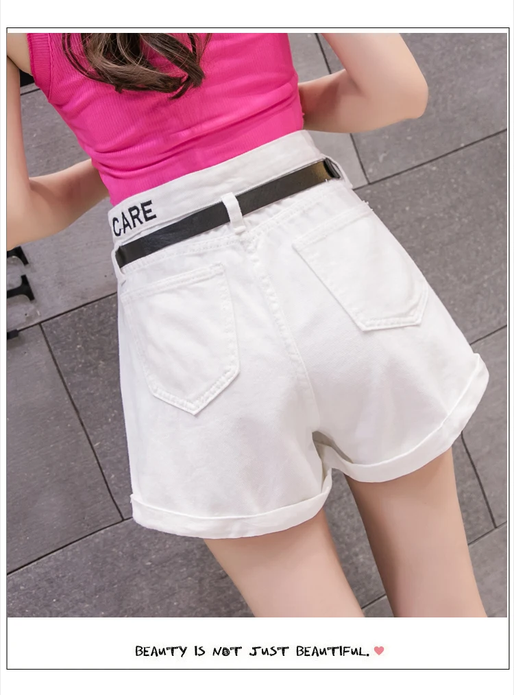 New Style Korean-style Loose-Fit by Age Lettered Embroidered Denim Shorts Female Summer INS over the Fire of Wide-Leg Short