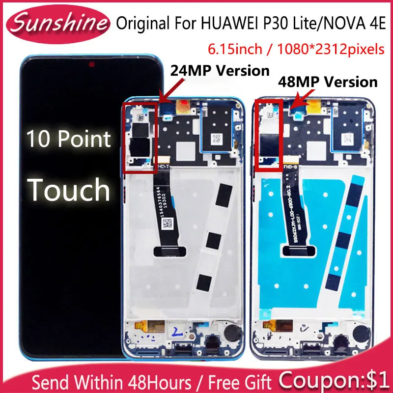 2312*1080 Оригинальный ЖК дисплей с рамкой для HUAWEI P30 Lite экран Nova 4e MAR LX1 LX2 AL01 LCD|Экраны