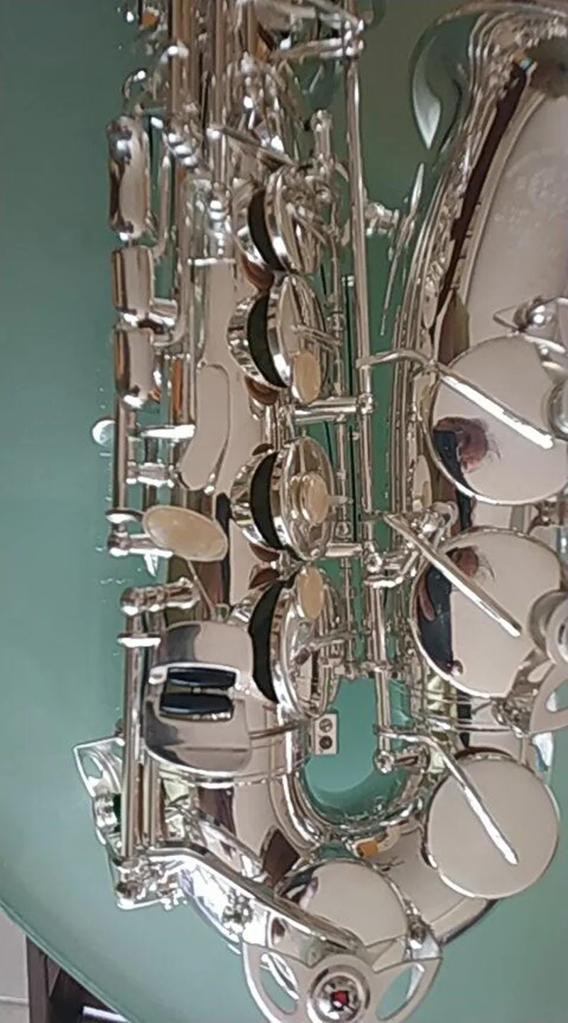 prata chapeado e plana sax com caso