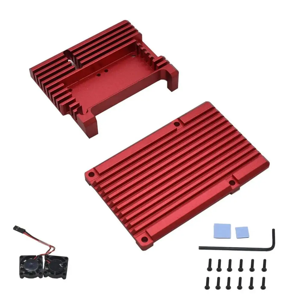 Two fan Raspberry Pi 4 Модель B CNC алюминиевый сплав чехол металлическая Броня оболочка с радиаторами для Raspberry Pi 4B-NO Fans - Цвет: Two fan