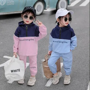 

2019 Fashion Autumn Children Kids Tracksuit Baby Boys Girls Clothing Set 2pcs Hooded Jacket Coat+Pants Girls Casual Gym Suit