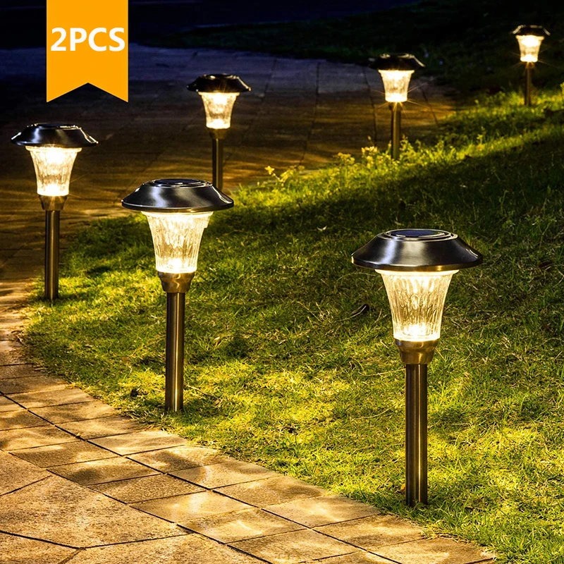 

2PCS Solar Pathway Lights Outdoor LED Solar Garden Light Waterproof Solar Path Lights For Outdoor Patio Yard Walkway Lawn
