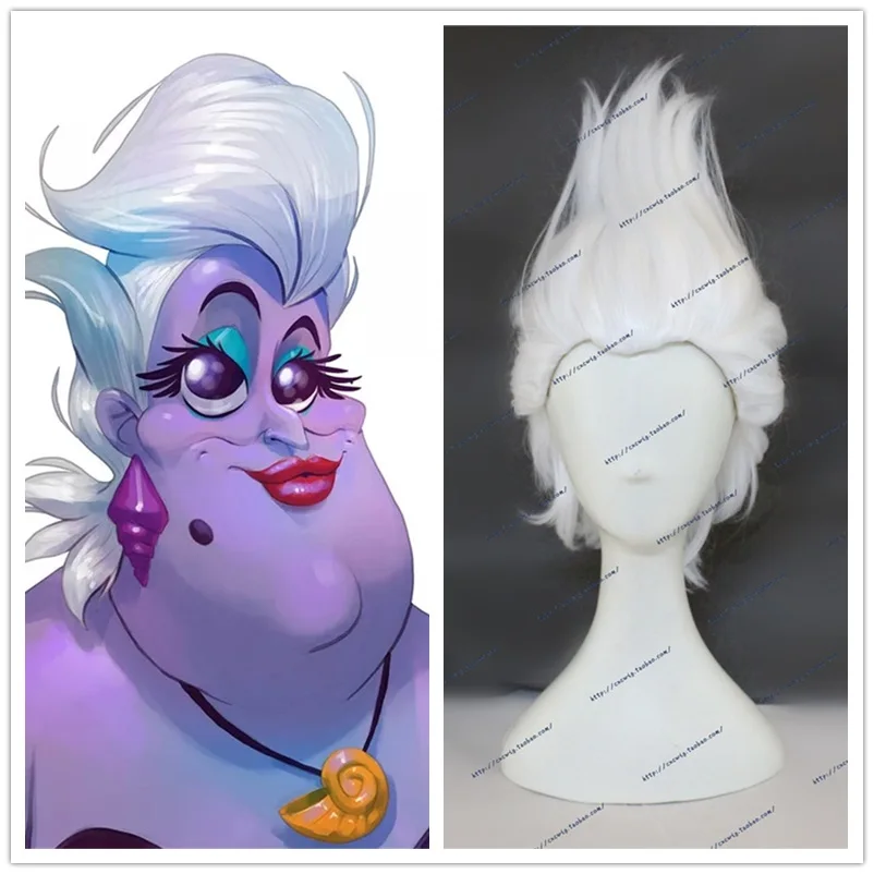 

Ursula Cosplay Wig The little Mermaid White Short Synthetic Facial Hair Rick Wig White Hair Halloween Costumes Accessories
