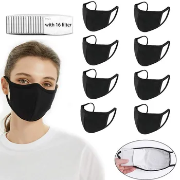 

8 Pack Unisex Protect Cover Adjustable reusable mask with 16 Filters mascara protectora maseczki ochronne
