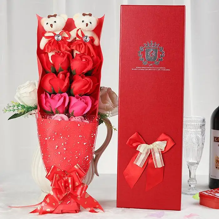 Rose Petals Soap Bath Body Flower Gift for Weddings Valentine's Day Anniversary Flowers Set