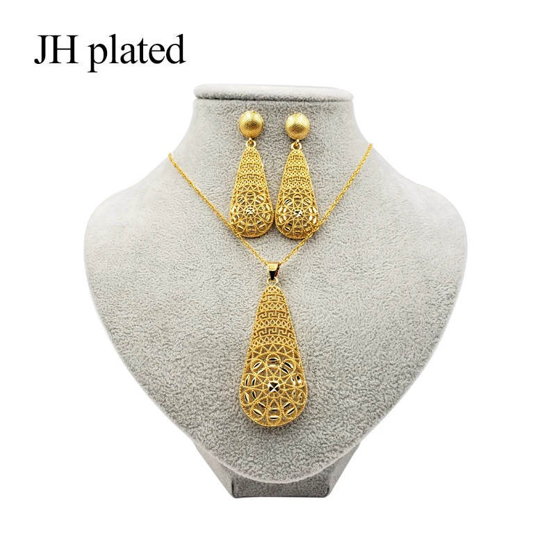 JHplated 2019 ювелирные изделия эфиопское золотое ожерелье серьги с подвеской для