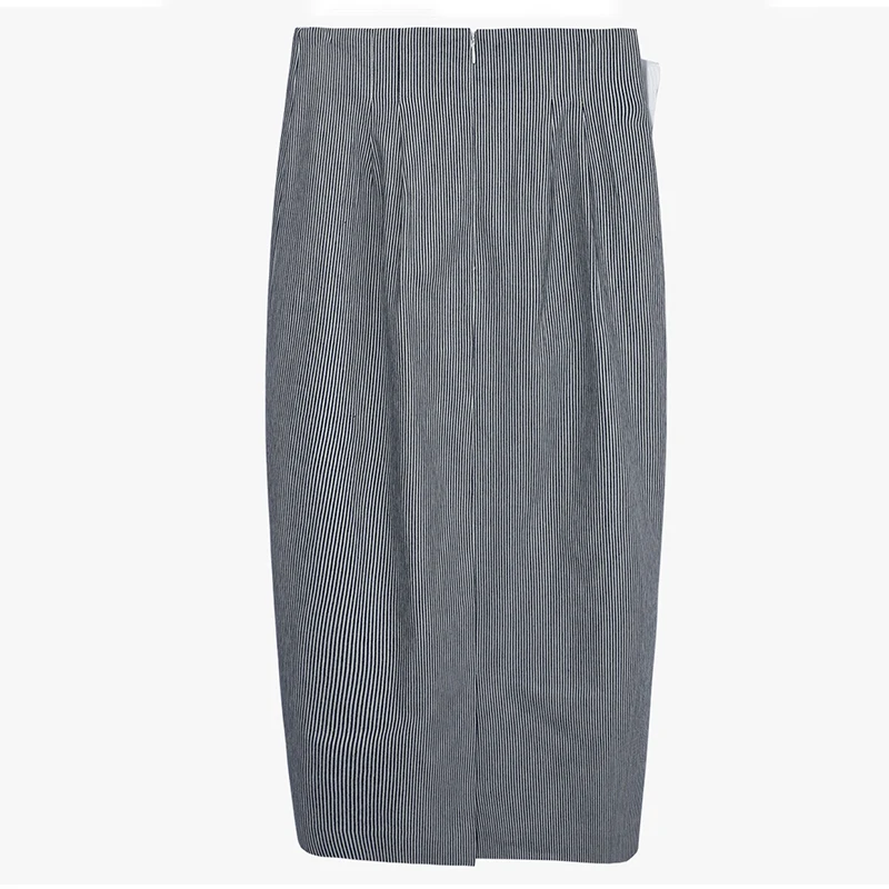 Жемчужная юбка для Для женщин Ruched лоскутное полосатый Высокая талия Нерегулярные длинный Юбки-карандаши Лето 2019 модные элегантные E003