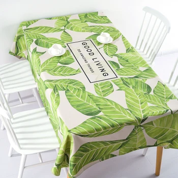 

Thicken nordic linen tablecloth table cloth garden fresh green leaf simple modern coffee rectangular home decoration table cover
