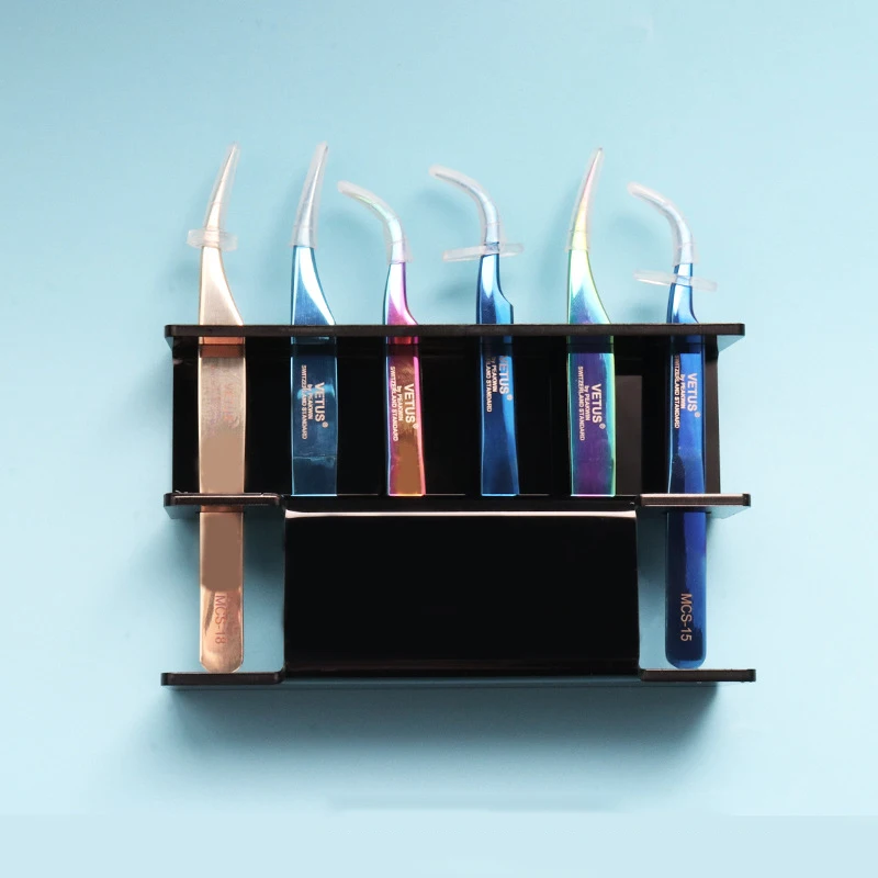 

2020 New 1 Pcs Eyelash Tweezer Storage Holder 6Pcs Durable Convenient Tweezers Stand Shelf Eyelashes Extension Makeup Tool