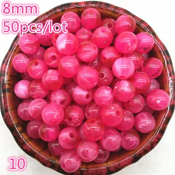 

50pcs/lot 8mm Imitation Natural Stone Round Acrylic Beads Spacer Loose Beads For Jewelry Making #10