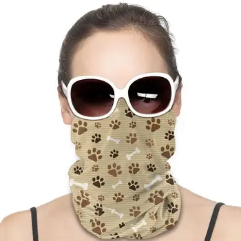 

Brown Footprints And Bones Pattern Man Womans Headwear Neck Gaiter neck Windshield Sunscreen UV Dust Protection for Outdoor