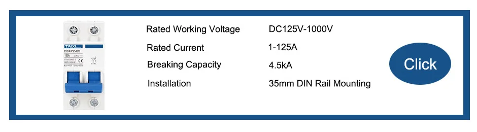 Solar Photovoltaic DC Circuit Breaker & Disconnect Switch, 10A to 125A Capacity, 500V/1000V