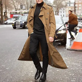 

New Long Coat Men Spring Autumn Men's Trench Casual Trench Coat Men Loose British Style Men's Trench Overcoat Streetwear Coat