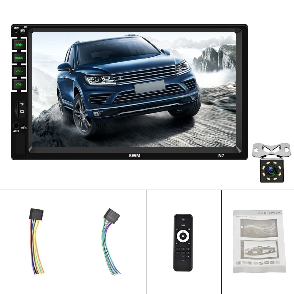 with 8LED camera 2 Din 7 ''Авторадио HD сенсорный экран автомобиля стерео радио Bluetooth автомобиля MP5 плеер с зеркальной связью/FM/AUX/USB/SD Функция+ CAM - Цвет: with 8LED camera