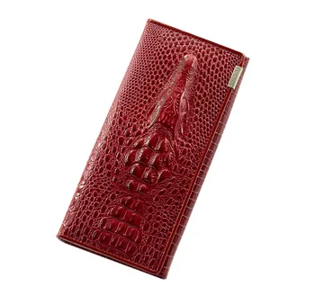 

Authentic Crocodile Skin Men's Brown Card Holders Long Wallet Zipper Closure Exotic Genuin Alligator Leather Male Clutch Purse