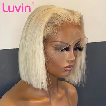 

Luvin 613 blonde Lace Front Wigs for black women Straight Brazilian Human Hair Short Bob Ombre Lace Frontal Wig pre plucked