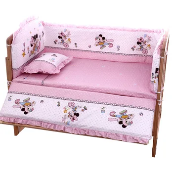 

5Pcs/Set Cartoon Animated Crib Bed Bumper For Newborns 100%Cotton Comfortable Children's Bed Protector Baby Washable Bedding Set