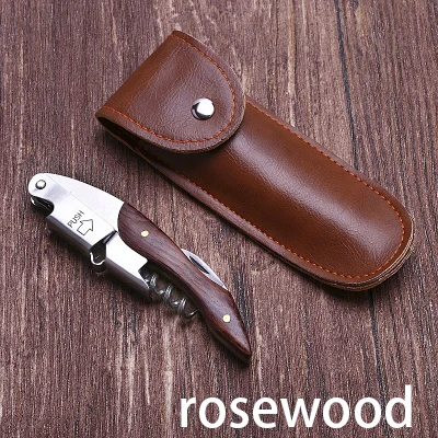 rose wood wit bag Открывалка для вина из нержавеющей стали штопор открывалка для бутылок Портативный нож для вина с деревянной ручкой складной винт кухонные аксессуары инструменты - Цвет: rose wood wit bag