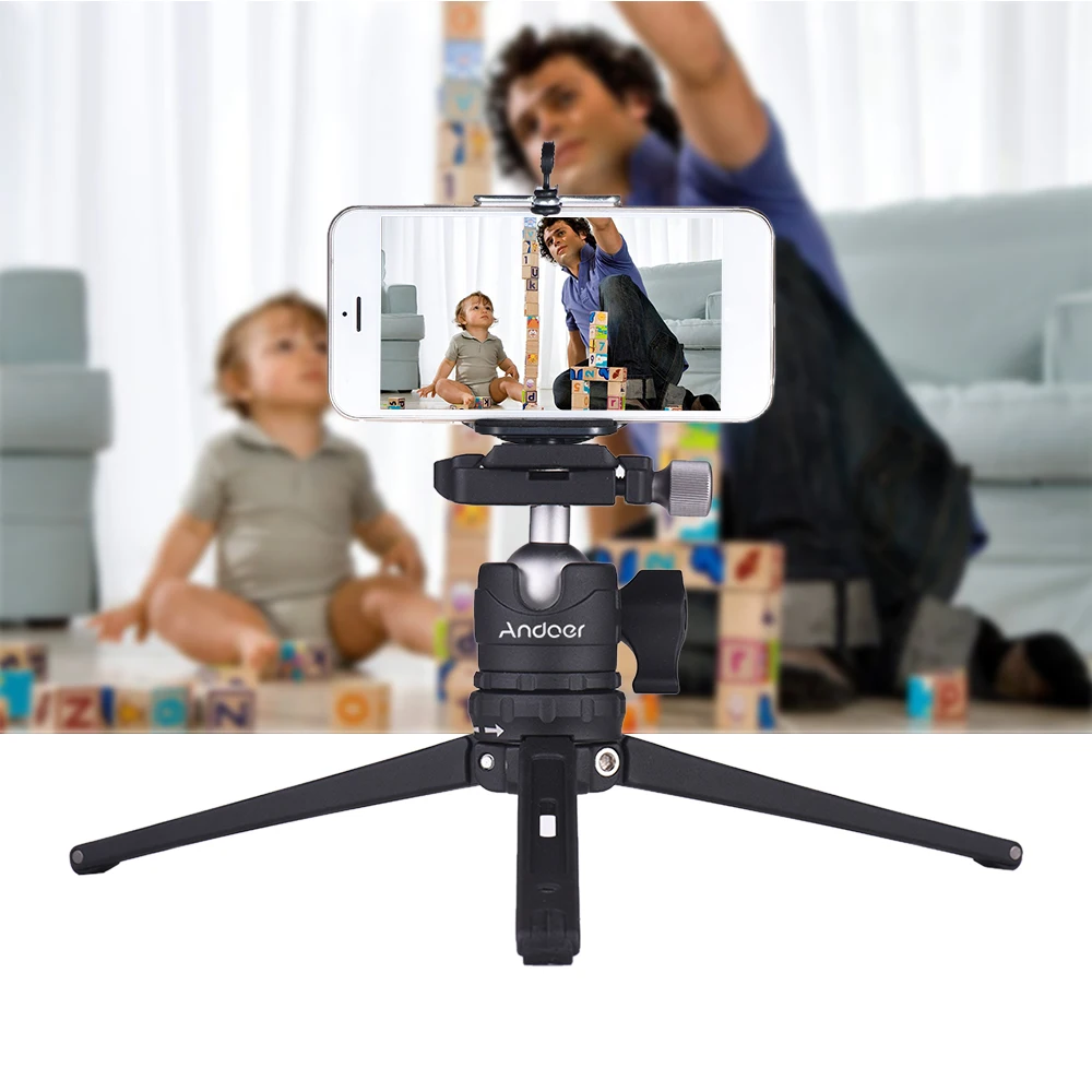

Andoer Table Desktop Mini Tripod w/Ball Head Quick Release Plate for Canon Nikon Sony GoPro Hero Tripod Monopod for iPhone X 8