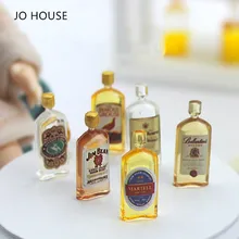 

JO HOUSE 6pcs/set Miniature Model Whiskey Wine Bottle Dollhouse 1:12 Decoration Accessory Toy