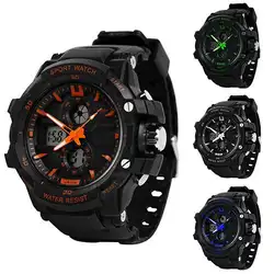 Мужские спортивные цифровые аналоговые часы с двойным часовым будильником, хронограф, Ночной светильник, наручные часы Mas-culino, модные