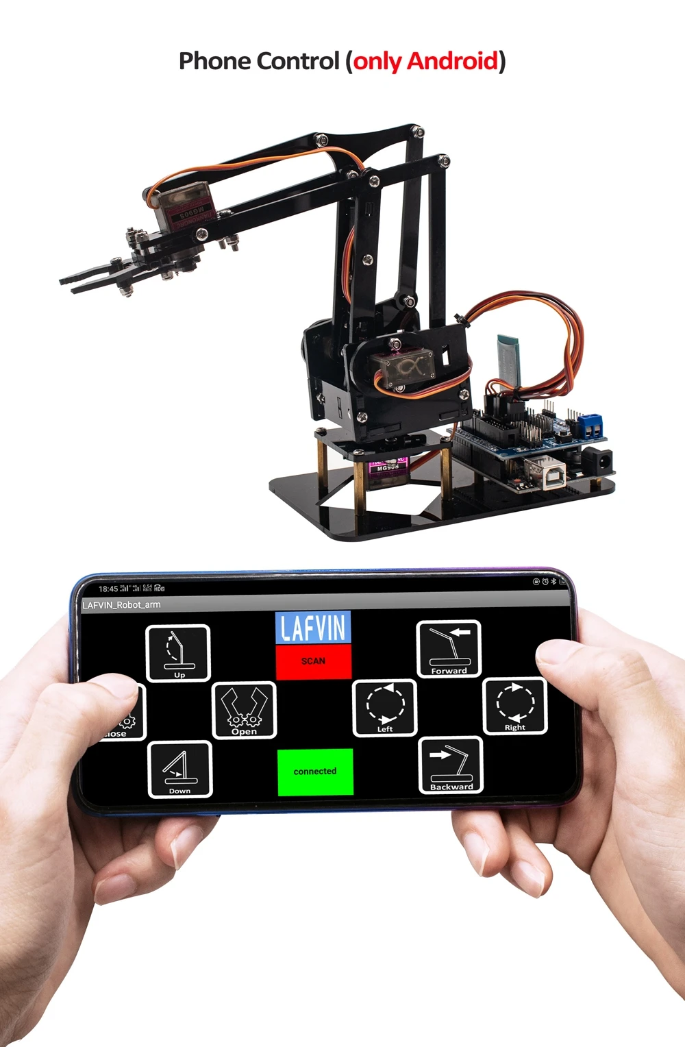 LAFVIN 4DOF акриловые игрушки робот Механическая рука коготь комплект для Arduino для UNO R3 DIY робот с CD учебник