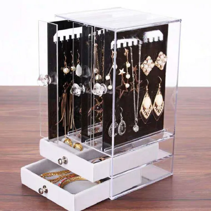 New Acrylic Jewelry Organizer Box For Necklace Display Storage Case Earrings Bracelet Hanger Decoration Girls Gift Women Makeup (5)