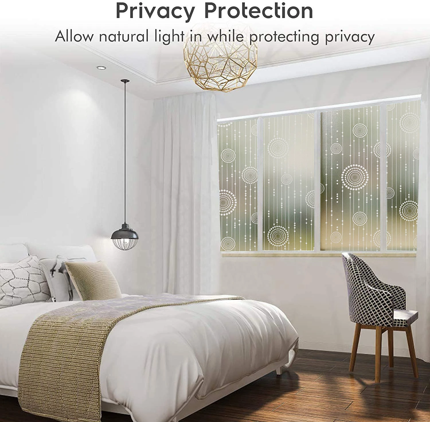 3D Matte Window Film Privacy Stained Glass Vinyl Self Adhesive Film Frosted Heat Insulation Window Sticker for Home Door