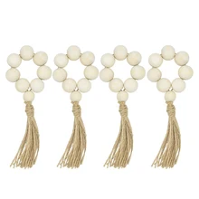 4 pièces en bois perle serviette anneaux support mariages fête maison Table dîner décor bureau décoration