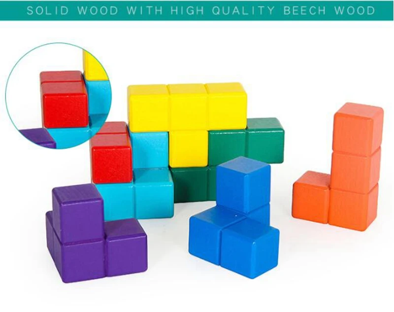 Новинка игрушки Tetris 3D волшебный куб многоцветные 3D деревянные сома-куб головоломка образовательный мозговой тизер IQ ум игра для детей