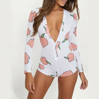 

Women's Plunge V Neck Bodycon Long Sleeve Bodysuit Tie Stretch Leotard Crop Tops Short Romper Sleepwear Pajamas Suit