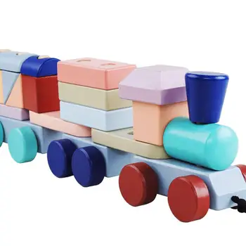 

Kuulee Wooden Blocks Small Train Puzzle Toy for Kids Infants Baby