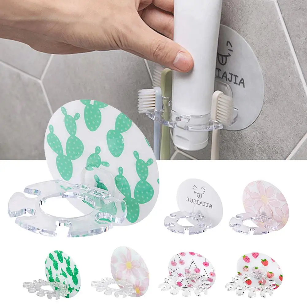 Bathroom Plastic Punch Free Toothbrush Holder Toothpaste Storage Rack Durable Organizer Case Easy To Install