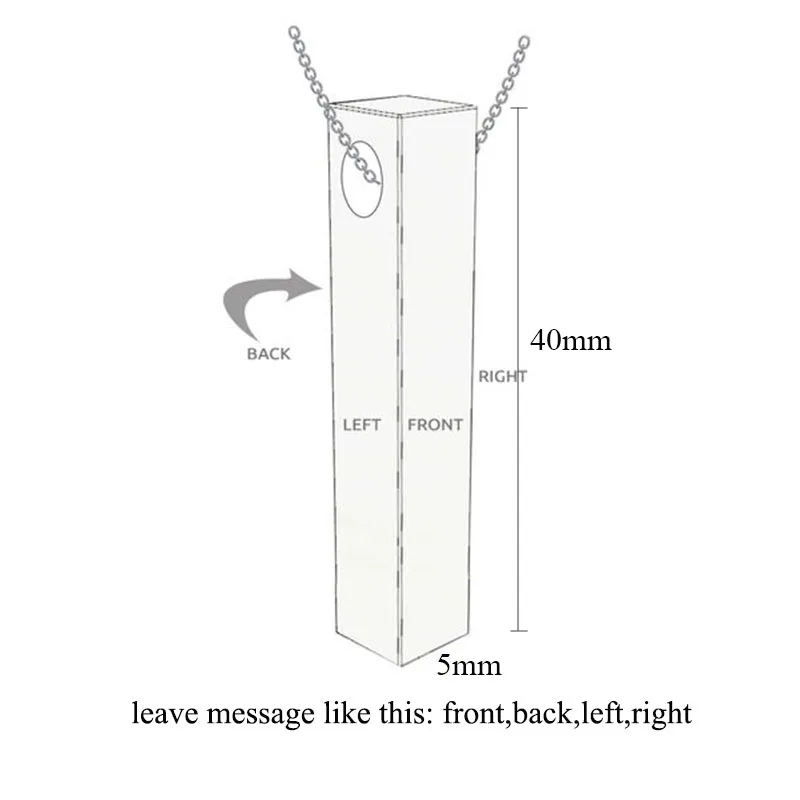 Четыре стороны вертикальной бар ожерелье Гравировка Персонализированные квадратные Бар Пользовательское имя ожерелье s подружки невесты подарок ювелирные изделия из нержавеющей стали