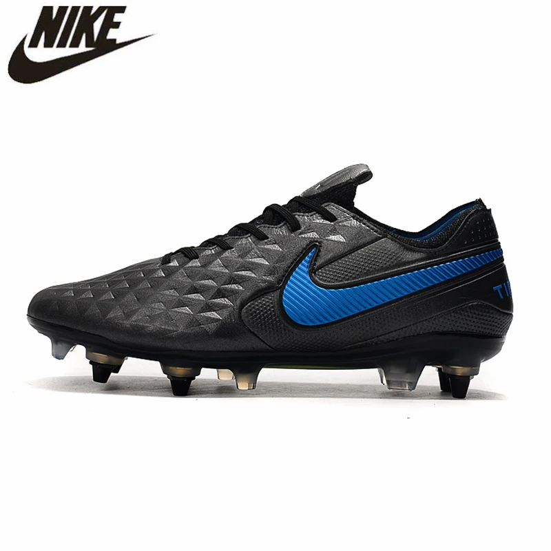 

Nike Tiempo Legend 8 Elite SG-Pro AC Flyknit 360 Knit Sneakers Men Soccer Boots Low Cut Football Cleats Shoes Mans Blue Boots