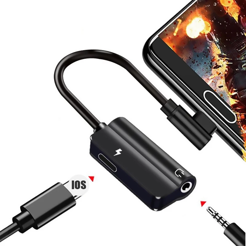 Адаптер Adaptador для iPhone 8 Plus адаптер 2 в 1 сплиттер для iPhone XS MAX XR 8 7 Plus 3,5 мм аудио AUX зарядка 11 Pro Max Adaptateu