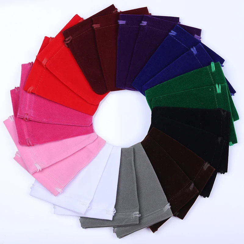 Pink Color Separation Flannel Bags Jewelry Gift Display Packing Bags Velvet Drawstring Pouches Gift Xmas 10Pcs