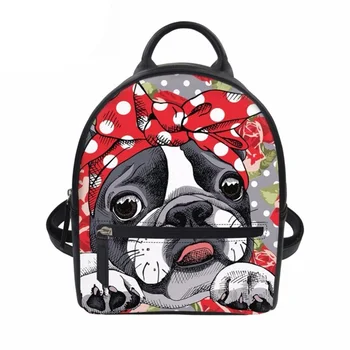 

Customized Women Backpack Kawaii Pug Bulldog Print Teenager Girls Personalized Mochilas Casual Schoolbags Animal PU Shoulder Bag