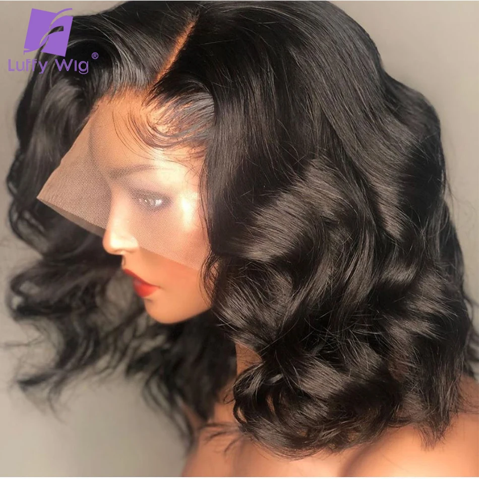 Preplucked Hd Lace Front 13x6 Human Hair Natural Wave Brazilian Human Hair Wigs Bleached Knots Remy Hair Wig For Women LUFFY