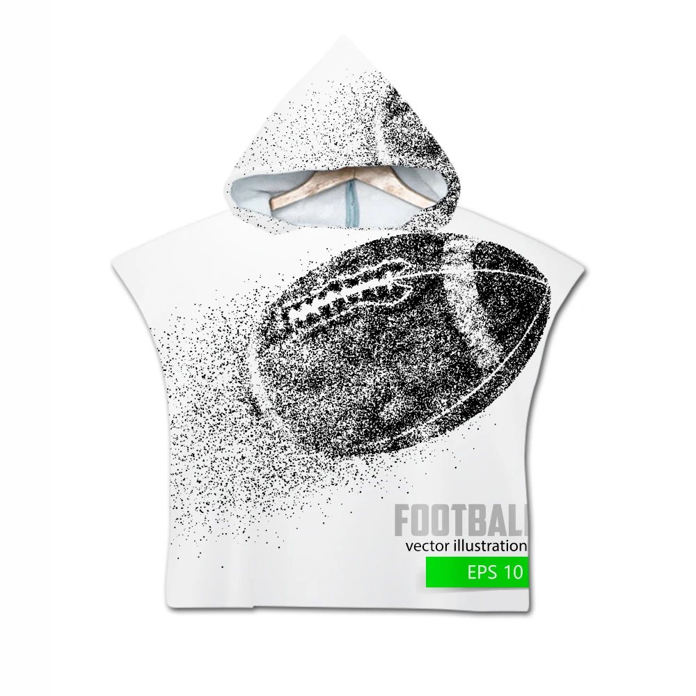 Rugby Baseball 3D Printing Cartoon Sport Pattern Beach Towel Baby Children Hooded Bath Towel Baby Boys Girls Bath Soft Towel - Цвет: Светло-желтый