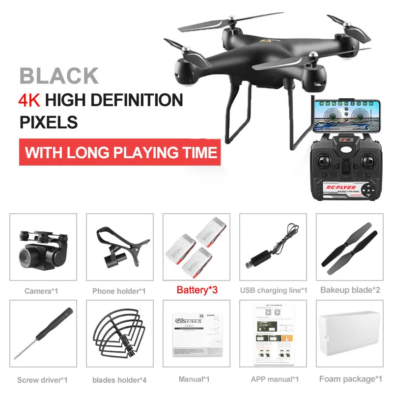 Black 4K 3B Foam S32T Профессиональный беспилотник с вращающейся камерой ESC 4K HD WiFi FPV высота удерживает широкий угол RC Квадрокоптер Вертолет игрушка VS XY4 E58 - Цвет: Black 4K 3B Foam