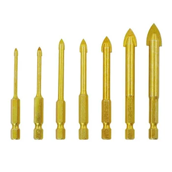 

7 Pcs Hexagonal Shank Triangular Head Bits for Wood Metal Glass Electric Hand Drill LAD-sale