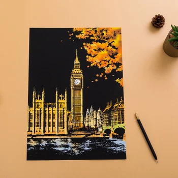

Colorful World Urban Series Card City Night Scene Scratching Paintings Creative Scratch Painting Paper Birthday Gifts