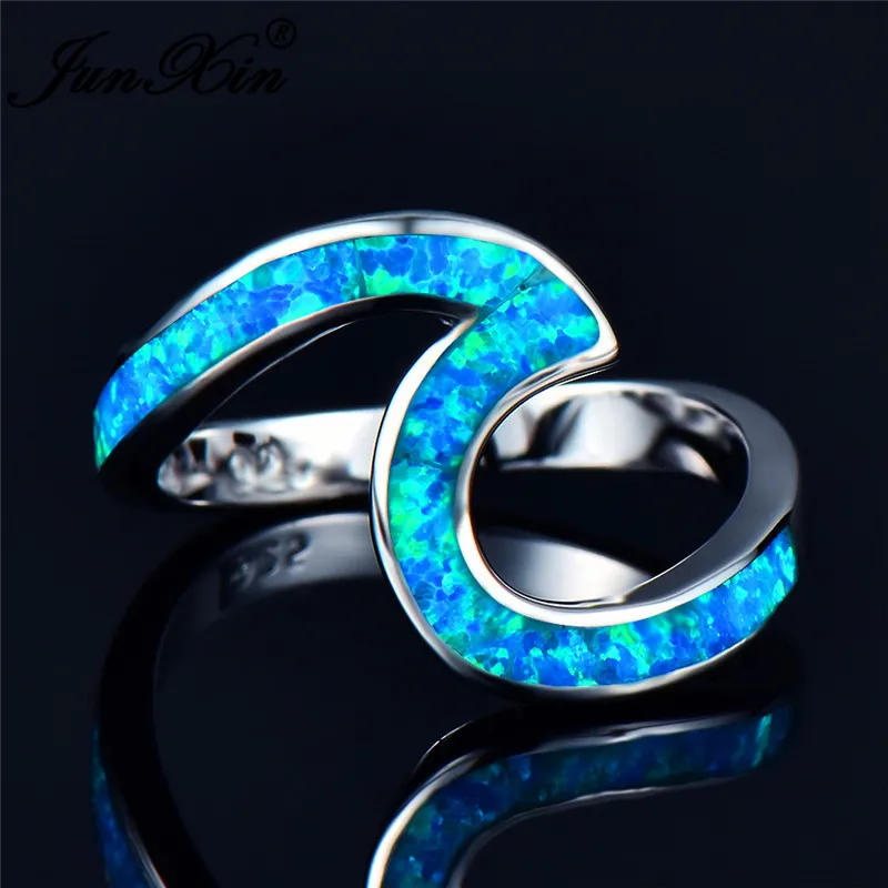 Yo y FDLK de calidad superior hombre mujer Arco Iris fuego ópalo anillos onda para los hombres y las mujeres de Color plata/azul/verde anillo de ópalos regalo