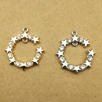 

10pcs 21x26mm crystal moon charms for jewelry making earring pendant necklace and bracelet charms