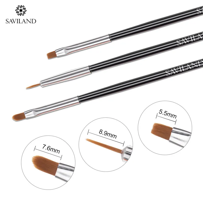 3pcs set Soak off 3 шт./компл. ногтей Ручка Кисть для рисования дизайн ногтей для гелевых ногтей, Polishfor маникюрного геля кисти инструменты для дизайна ногтей - Цвет: 3pcs set